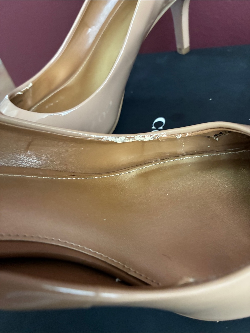 Coach Two-Tone Nude and Black Patent Pointed Toe Pumps - Picture 10 of 10